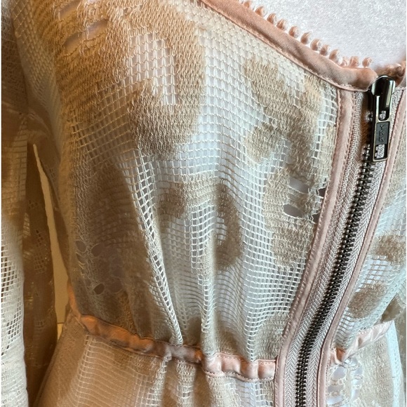 Free People Lace Zip Cream/Pink Coverup, Size XS - Picture 7 of 8